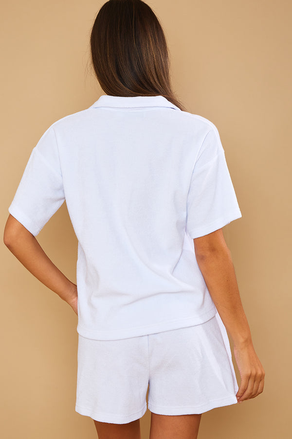 In The Style In The Style Towelling Co-Ord Shorts White