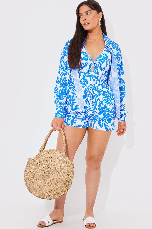 In The Style In The Style Tropical Co-Ord Shirt White