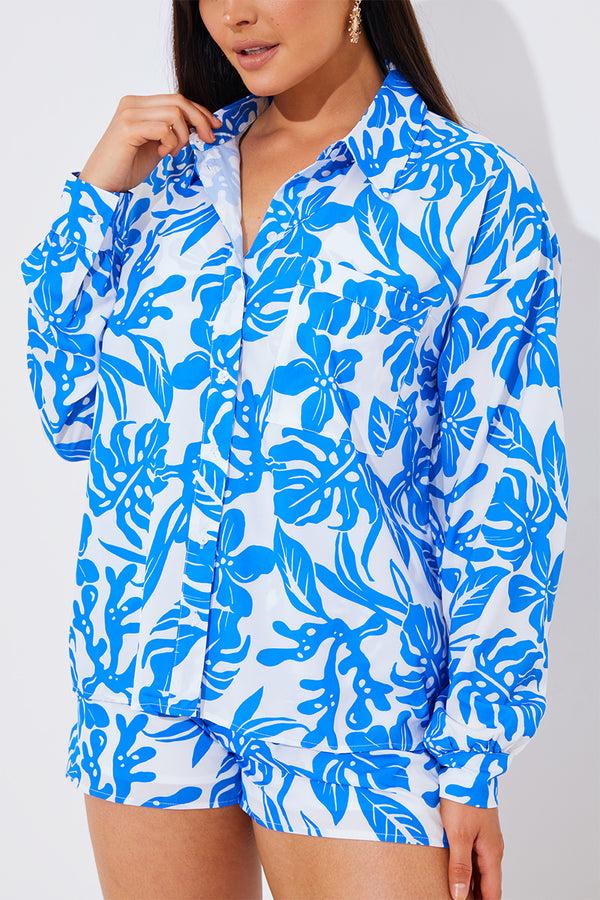 In The Style In The Style Tropical Co-Ord Shirt White