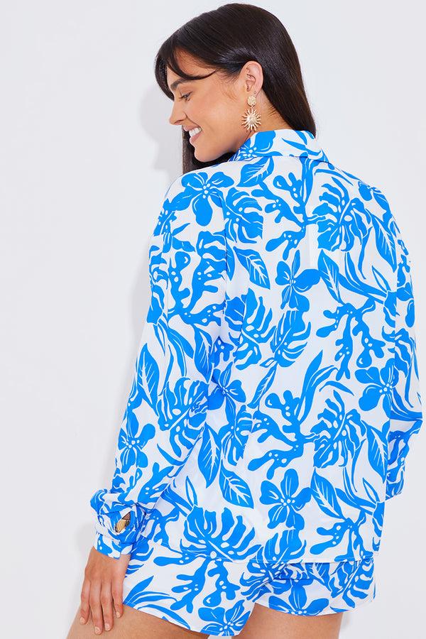 In The Style In The Style Tropical Co-Ord Shirt White