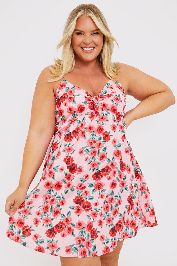In The Style In The Style Twist Bust Cami Mini Dress Rose Pink