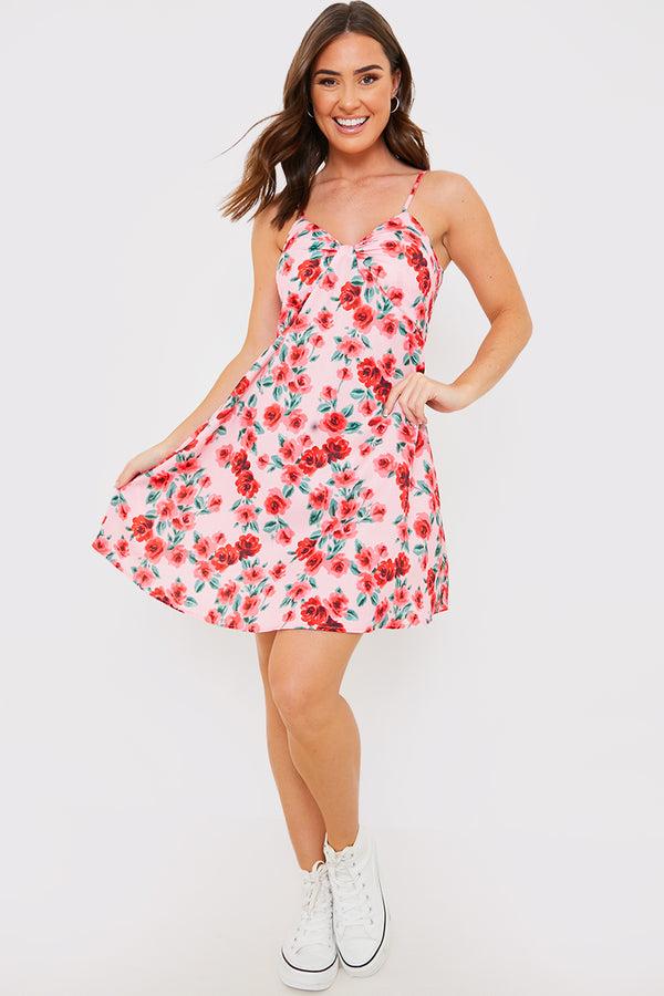 in the style In the Style Twist Bust Cami Mini Dress Rose Pink