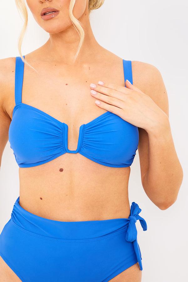 In The Style In The Style U Bar Detail Bikini Top Blue