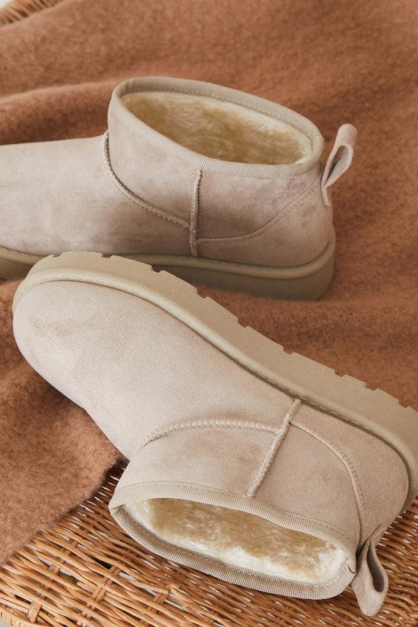 In The Style In The Style Ultra Mini Faux Suede Boot Neutral