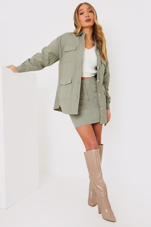 In The Style In The Style Utility Cargo Skirt Khaki