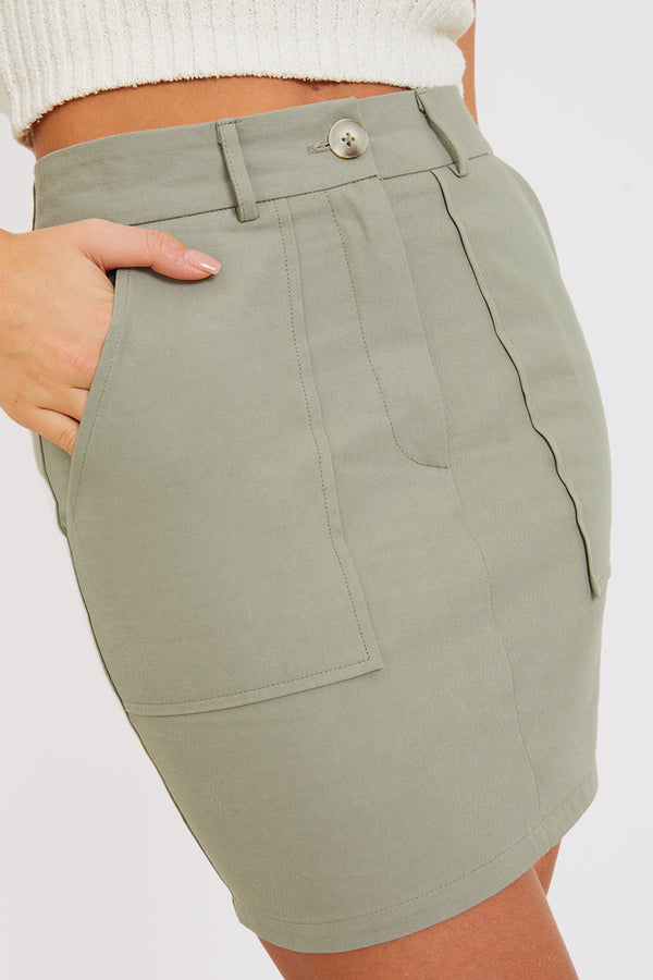 In The Style In The Style Utility Cargo Skirt Khaki