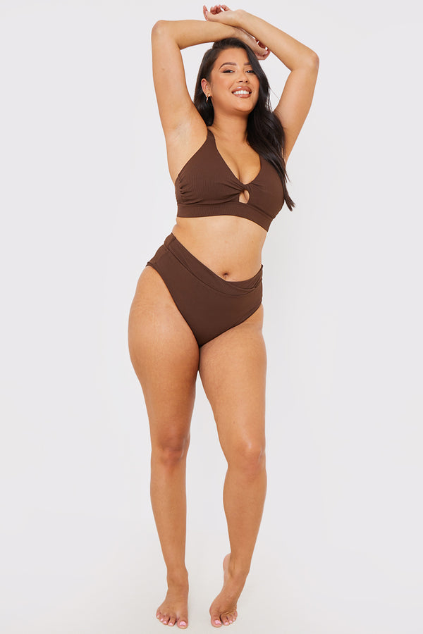 In The Style In The Style V Front Bikini Bottoms Chocolate