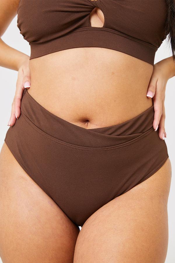 In The Style In The Style V Front Bikini Bottoms Chocolate