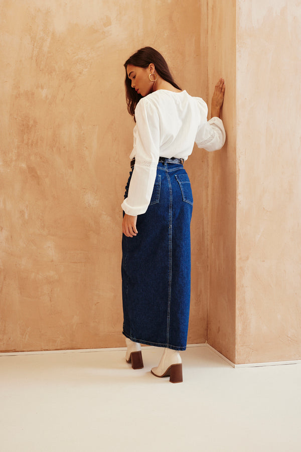 In The Style In The Style V Neck Crochet Insert Blouse White