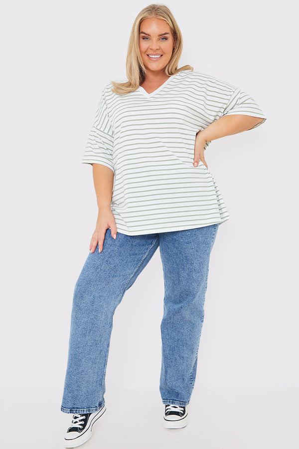 In The Style In The Style V Neck Oversized T-Shirt Green