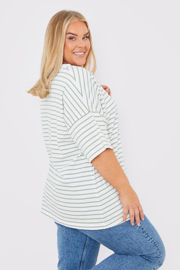 In The Style In The Style V Neck Oversized T-Shirt Green
