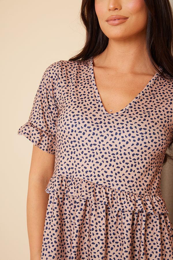 In The Style In The Style V Neck Skater Dress Brown