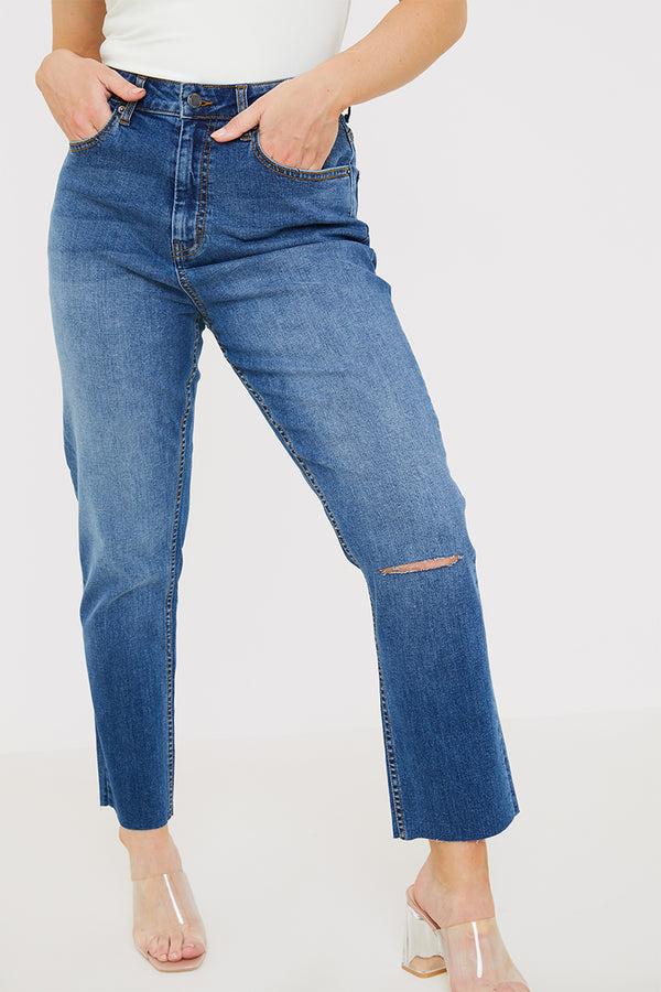 In The Style In The Style WASH STRETCH STRAIGHT JEANS Blue