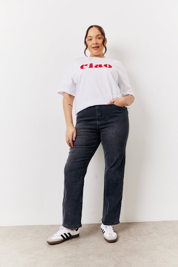 in the style In The Style Washed Black Straight Leg Jeans Washed black