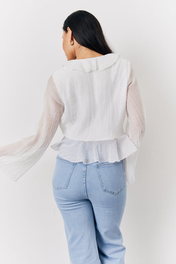 In The Style In The Style White Chiffon Frill Blouse White