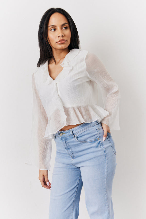 in the style In the Style White Chiffon Frill Blouse White