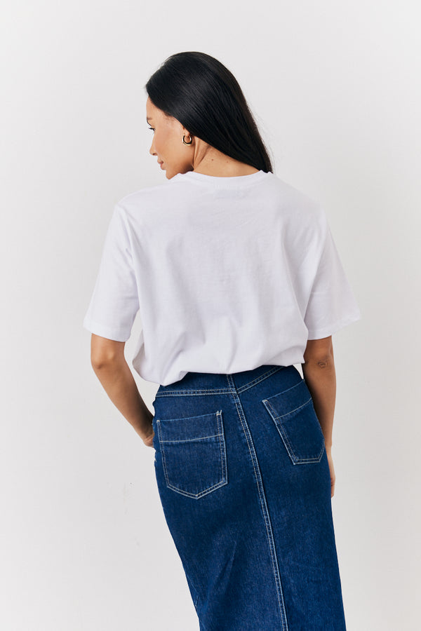 In The Style In The Style White Embroidered Ciao Slogan T-Shirt Cream