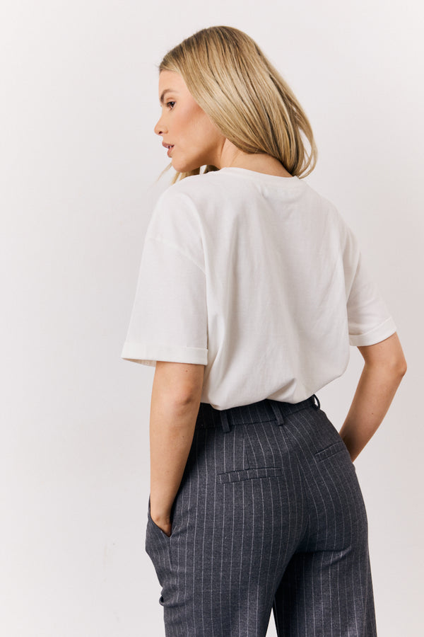 In The Style In The Style White Embroidered Paris Slogan T-Shirt White