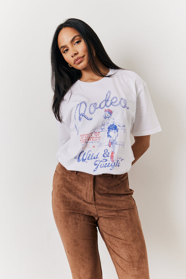 in the style In The Style White Rodeo Graphic T-Shirt White