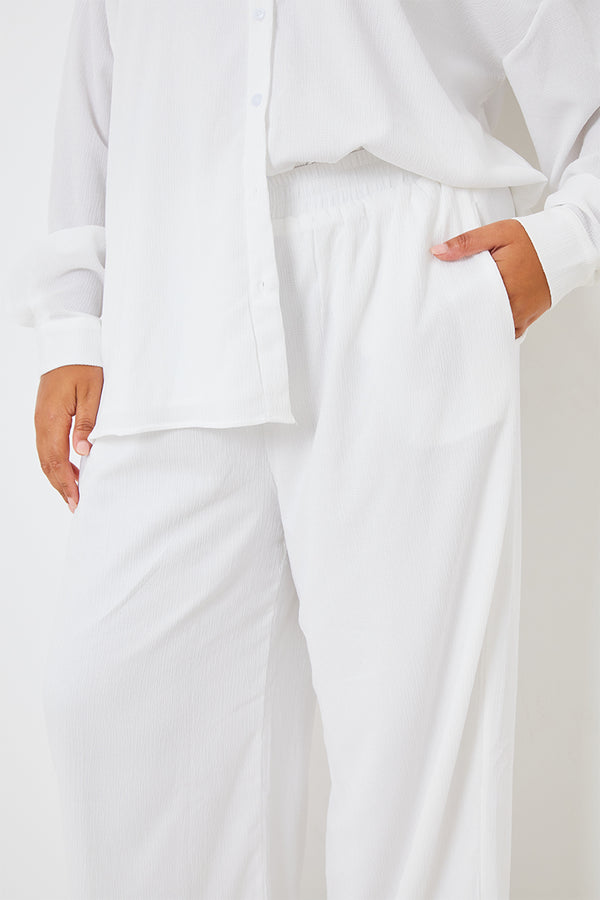 In The Style In The Style Wide Leg Co-Ord Trousers White