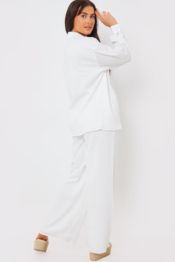 In The Style In The Style Wide Leg Co-Ord Trousers White