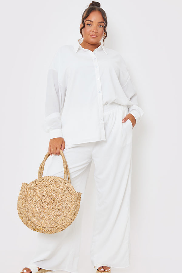 In The Style In The Style Wide Leg Co-Ord Trousers White