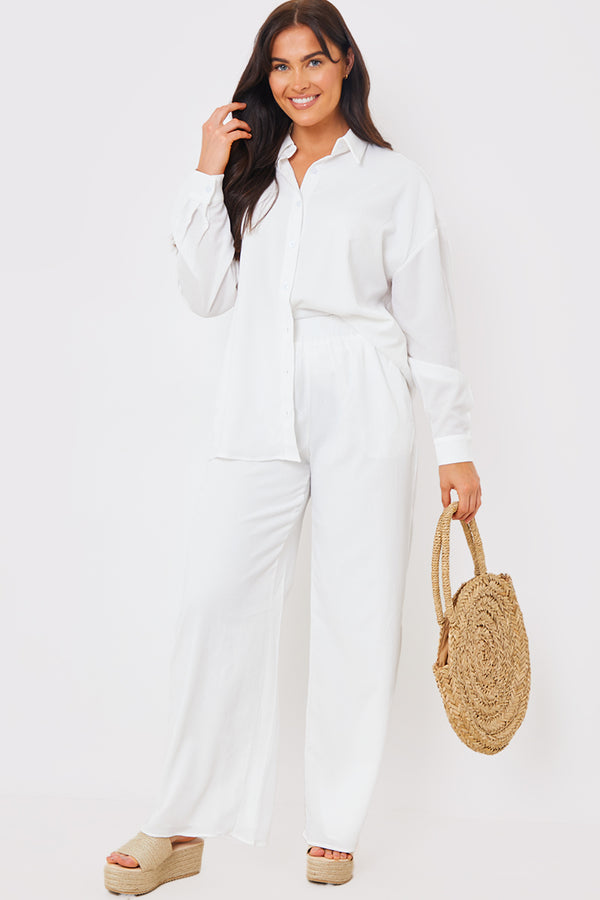 in the style In the Style Wide Leg Co-Ord Trousers White