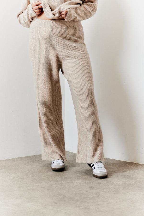 In The Style In The Style Wide Leg Knitted Co-Ord Trouser Camel