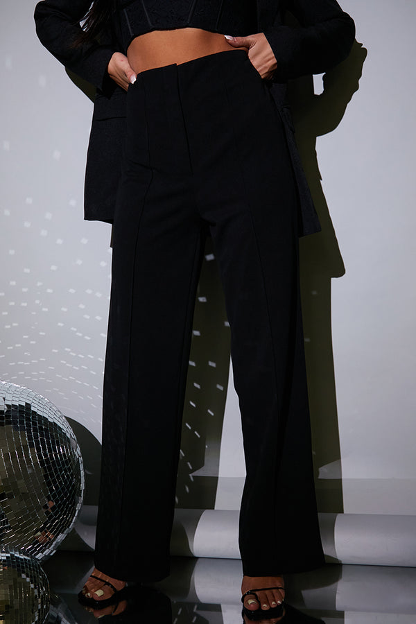 In The Style In The Style Wide Leg Seam Front Tailored Trouser Black