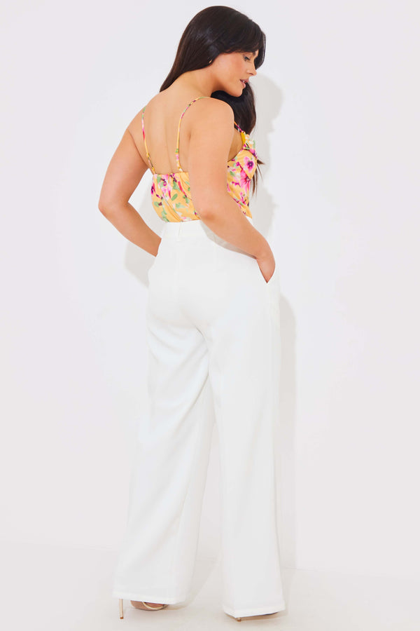 In The Style In The Style Wide Leg Tailored Trousers White