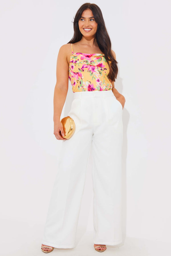 in the style In the Style Wide Leg Tailored Trousers White