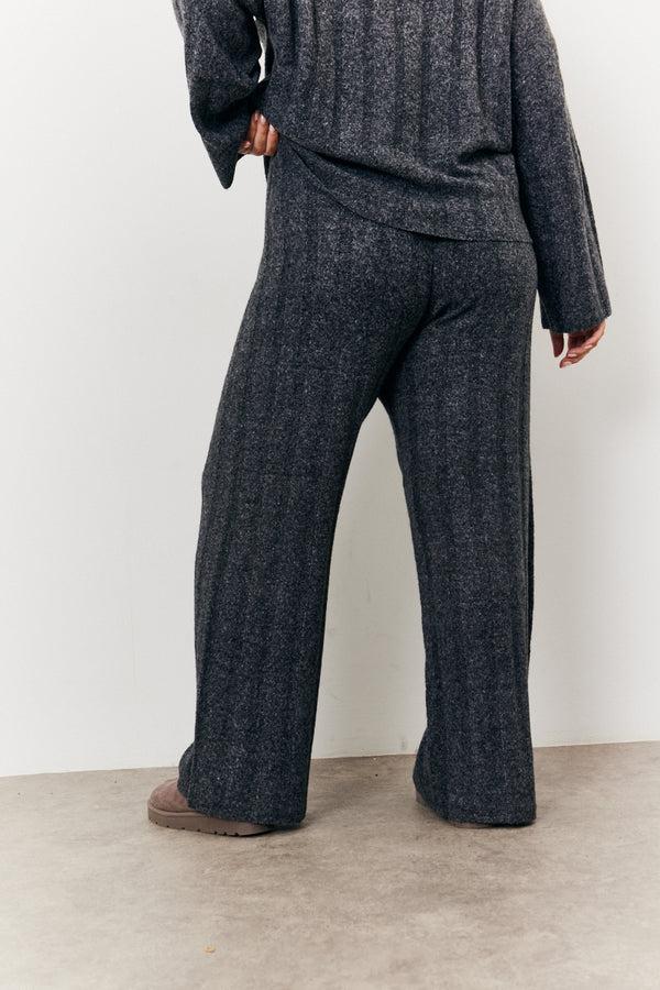In The Style In The Style Wide Rib Wide Leg Co-Ord Trouser Charcoal