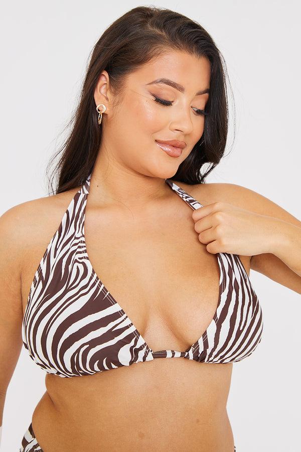 In The Style In The Style Wide Strap Halter Bikini White