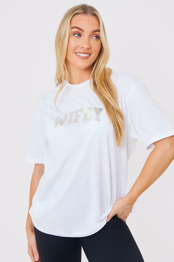in the style In The Style Wifey Slogan T-Shirt White