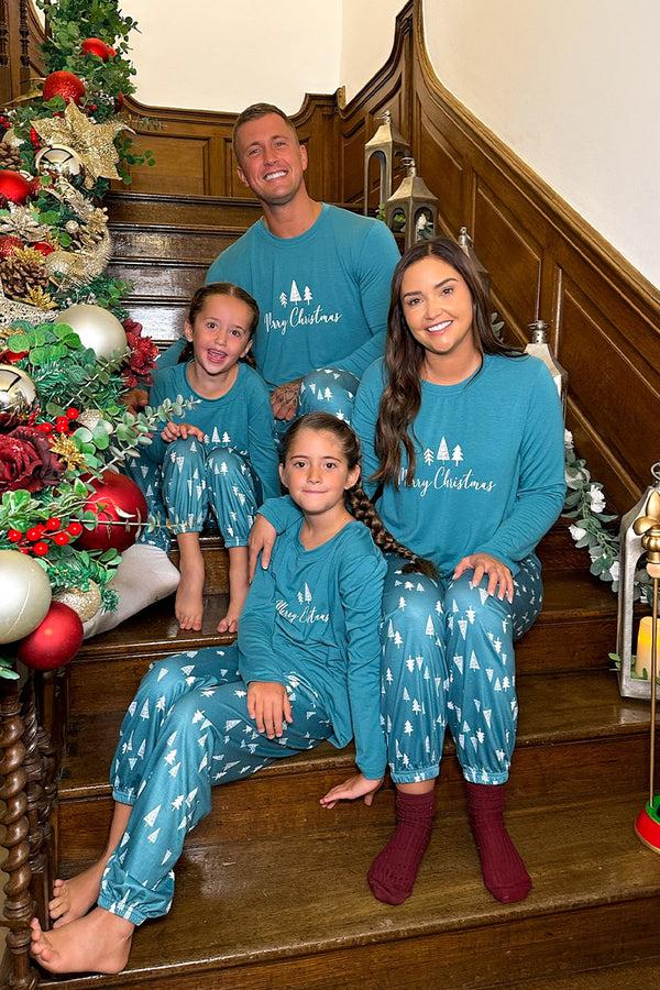 In The Style In The Style Women's 'Merry Christmas' Matching Family PJ Set Teal
