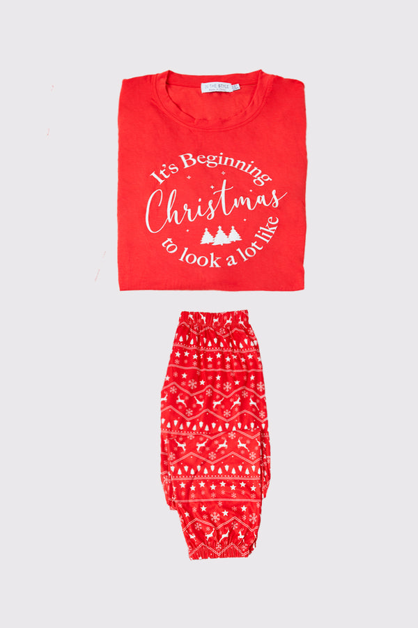 in the style In the Style Womens 'It's Beginning To Look A Lot Like Christmas' Matching Family PJ Set Red