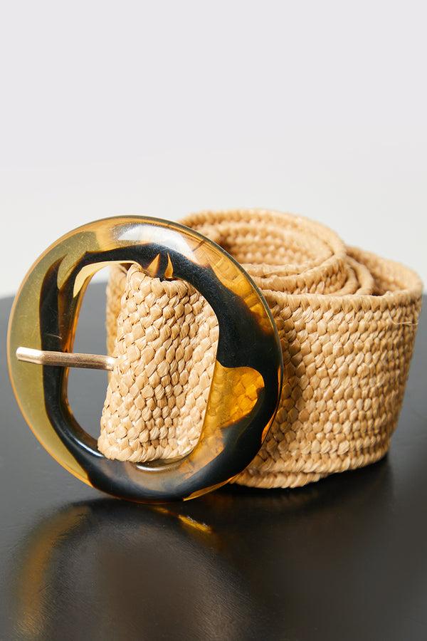 In The Style In The Style Woven Belt With Gold Buckle Beige