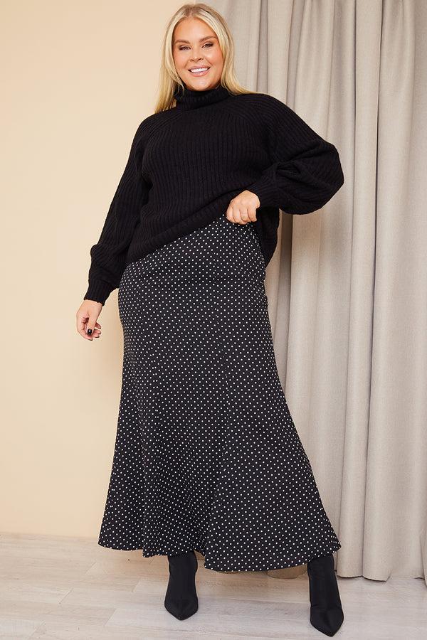 In The Style In The Style Woven Polka Dot Midaxi Skirt Black