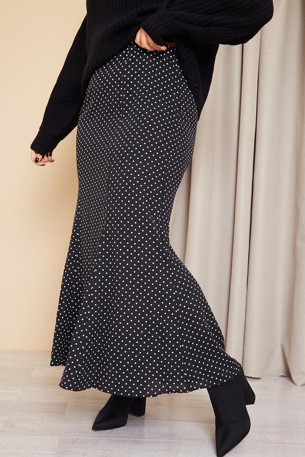 in the style In the Style Woven Polka Dot Midaxi Skirt Black