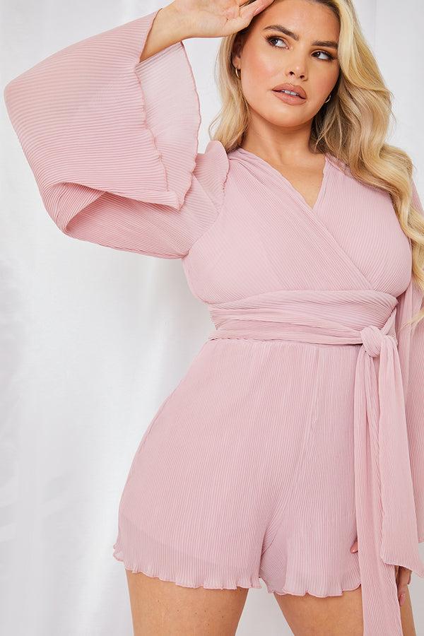 In The Style In The Style Wrap Belted Playsuit Pink