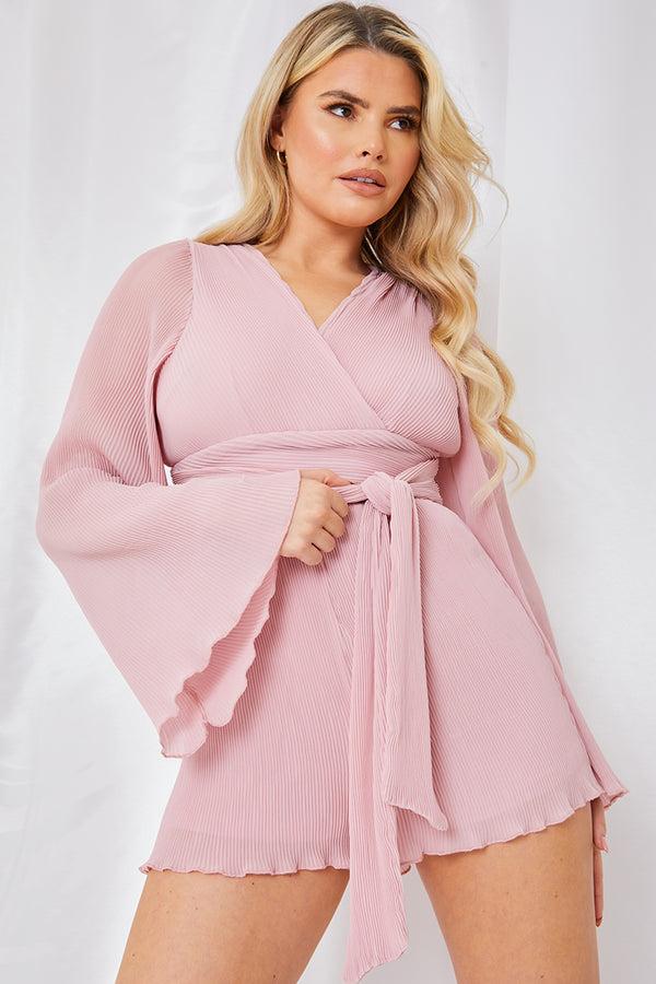In The Style In The Style Wrap Belted Playsuit Pink