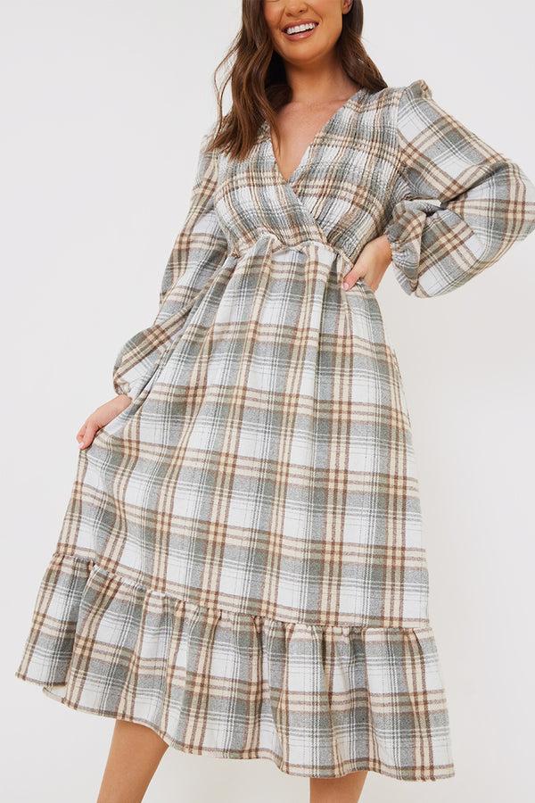 In The Style In The Style Wrap Front Midi Dress Grey