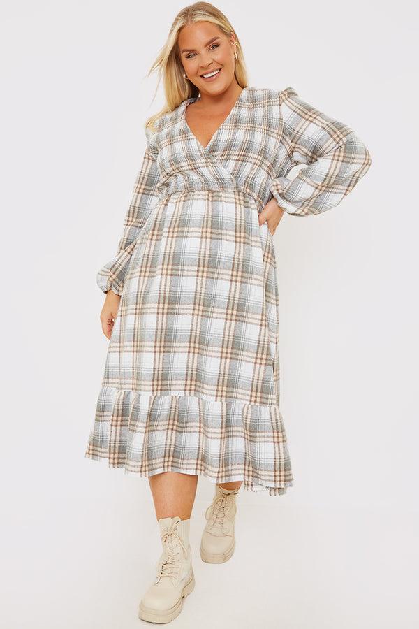 In The Style In The Style Wrap Front Midi Dress Grey