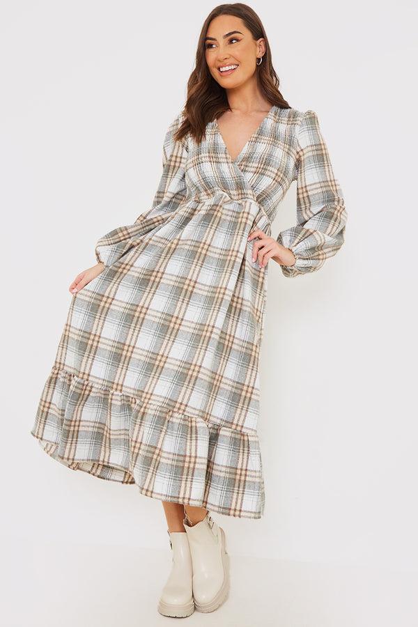 in the style In the Style Wrap Front Midi Dress Grey