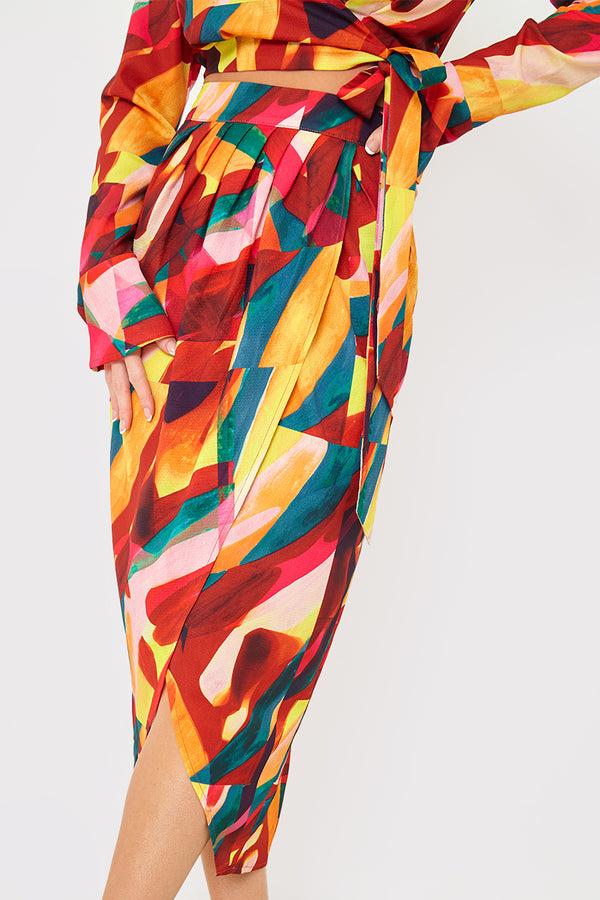 In The Style In The Style Wrap Front Midi Skirt Multi