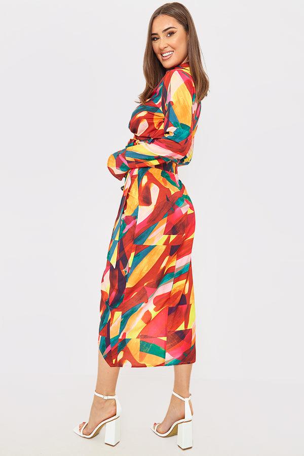 In The Style In The Style Wrap Front Midi Skirt Multi