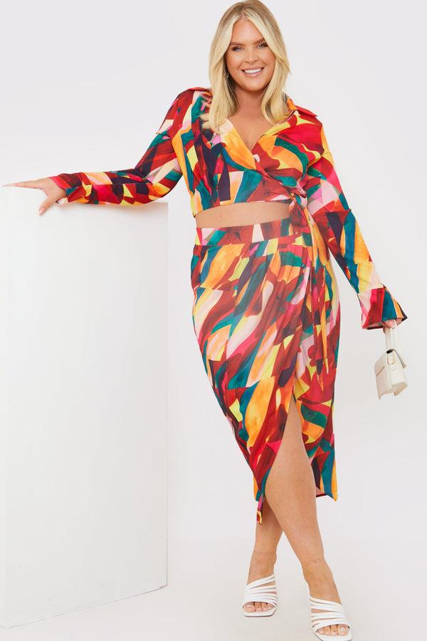 In The Style In The Style Wrap Front Midi Skirt Multi