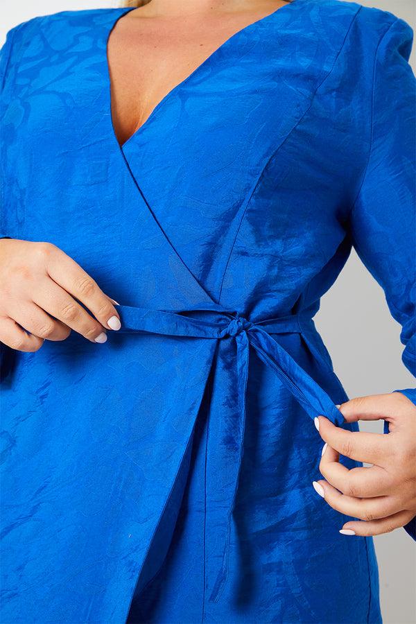 In The Style In The Style Wrap Jacquard Mini Dress Cobalt