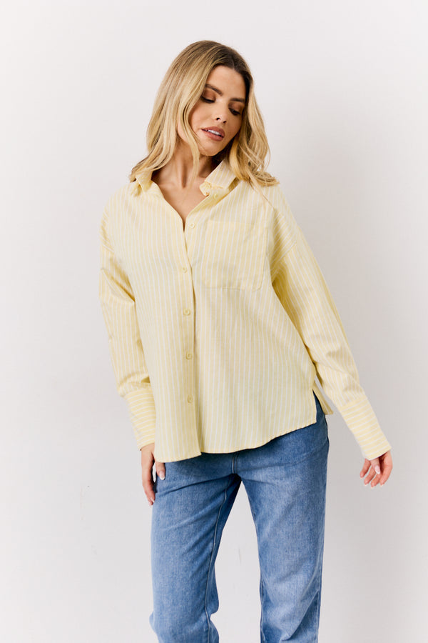 in the style In The Style Yellow Oversized Stripe Shirt Yellow