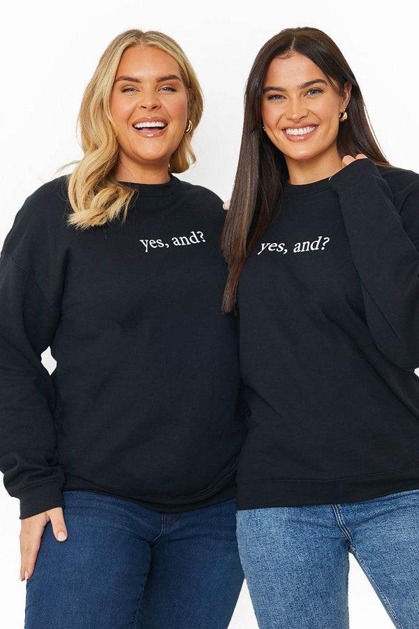 in the style In The Style 'YES AND?' PRINTED SWEATSHIRT Black